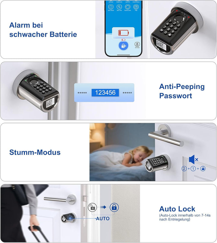 WELOCK ToucA51 Pro Elektronisches Türschloss Fingerabdruck mit Passwort,RFID Karte,APP und WiFi,Fing