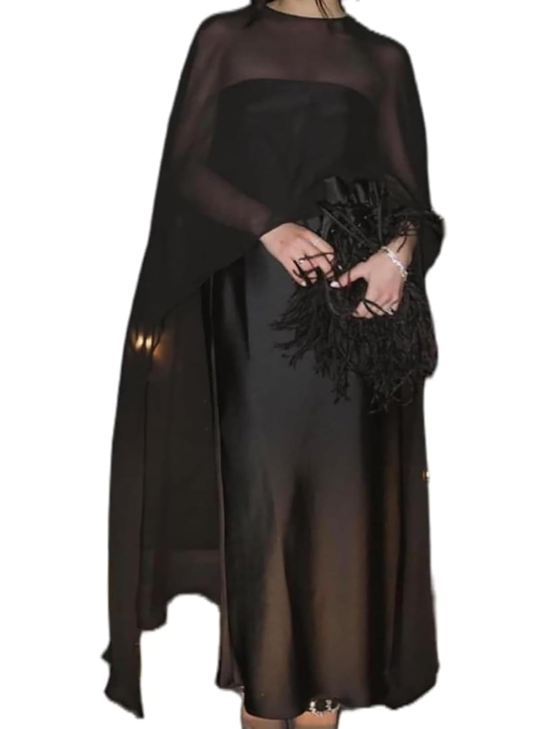 Damen-Chiffon-Schal, Umhang, Tüll, Brautschmuck, fliessende Capelets für Abendkleid, Netzstoff, durc