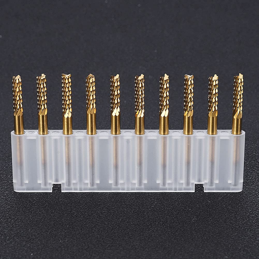 10 stücke 3,175mm Hartmetallfräser, Fräswerkzeug Fräser Schaftfräser 1/8"schaft Titan Beschichtete C