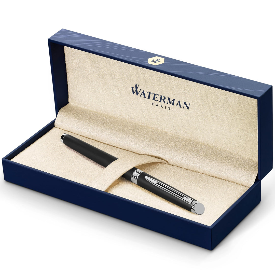 Waterman Hémisphère Füller | Mattschwarz mit Chromzierteile | Füllfederhalter mit mittlerer Feder |