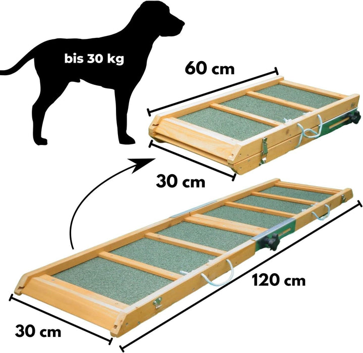 Klappbare Hunderampe, gelenkschonende Kofferraumrampe aus Holz, Auto Einstiegshilfe für Hunde, Katze