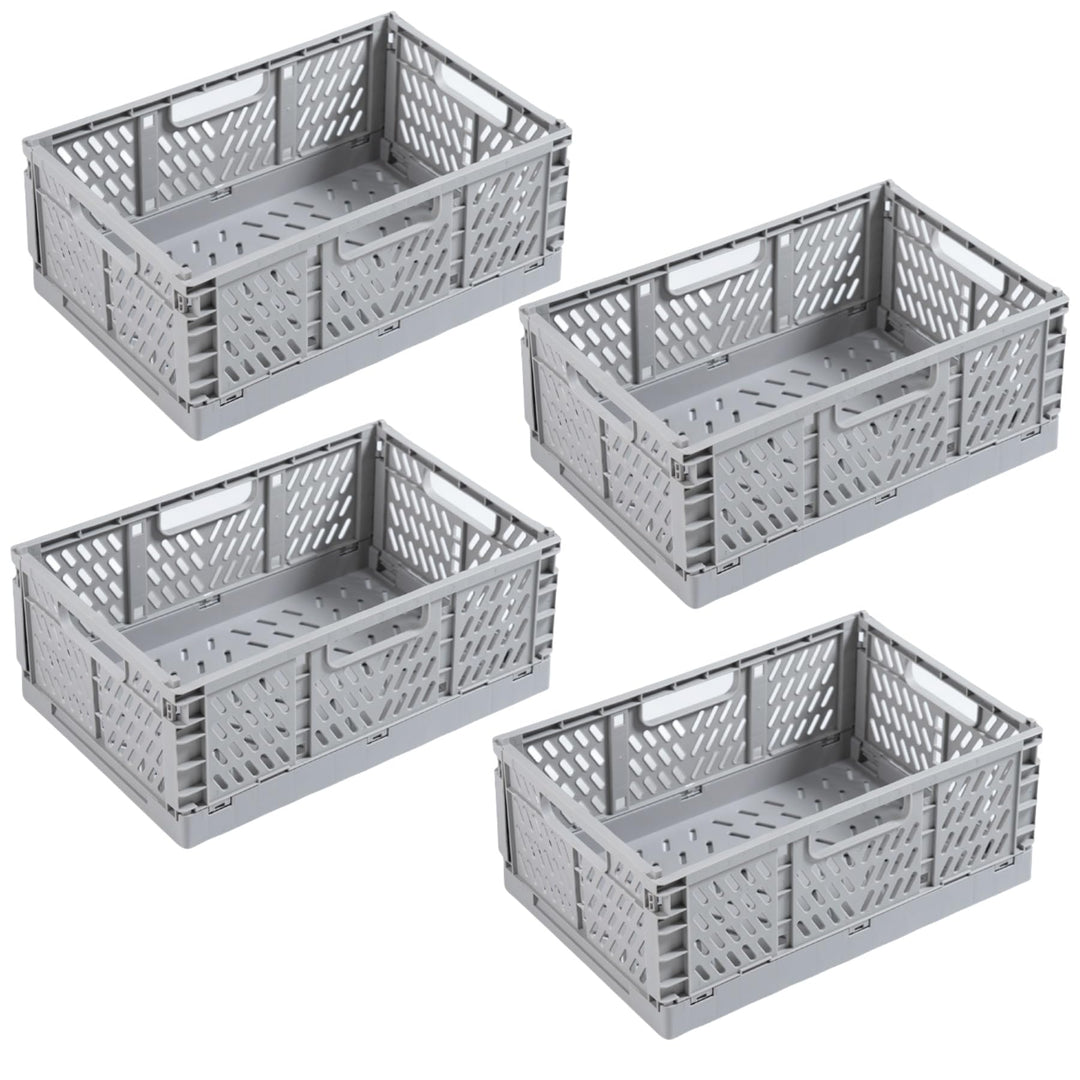 4 Stück Grau Klappbox 22×15×9cm,Klappkiste Körbe Aufbewahrung Zusammenklappbarer Tragbar Aufbewahrun