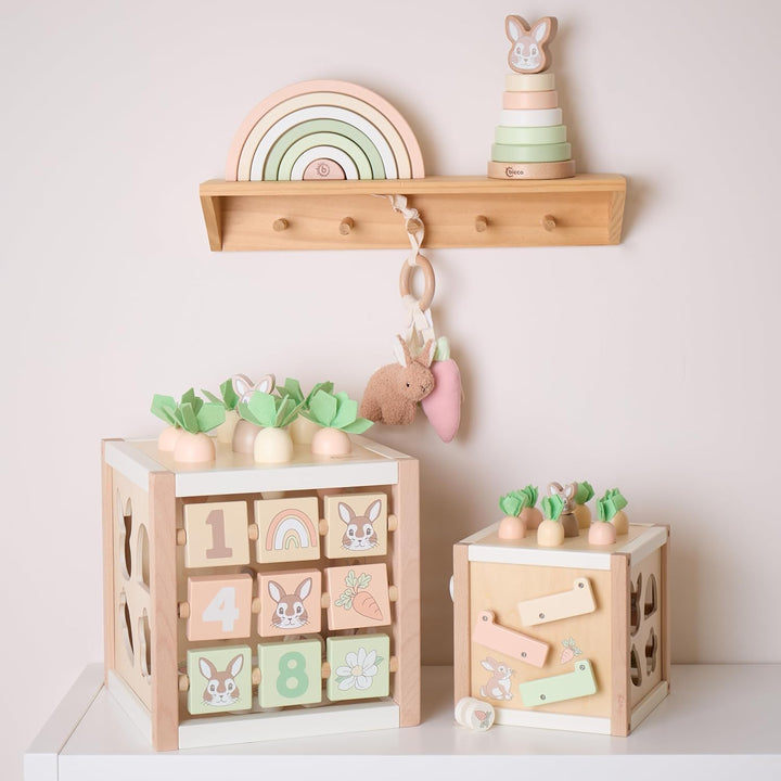 Bieco Motorikwürfel Hase Fine XXL nachhaltiges Holz FSC® | Spielwürfel Baby | Motorikwürfel ab 1 Jah