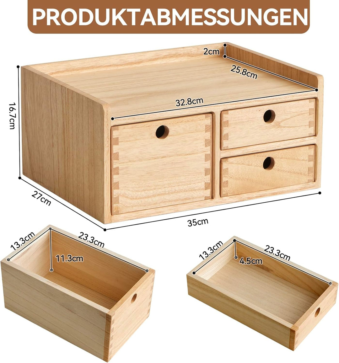 KIRIGEN Wood Desktop Organizer mit Schubladen Home Workspace Office Supplies Wooden Storage Box Shel