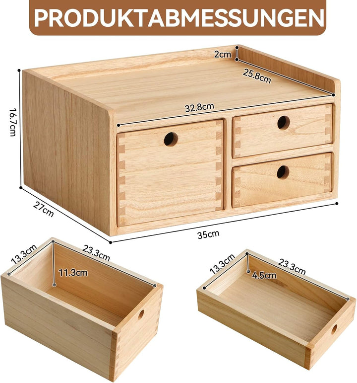 KIRIGEN Wood Desktop Organizer mit Schubladen Home Workspace Office Supplies Wooden Storage Box Shel