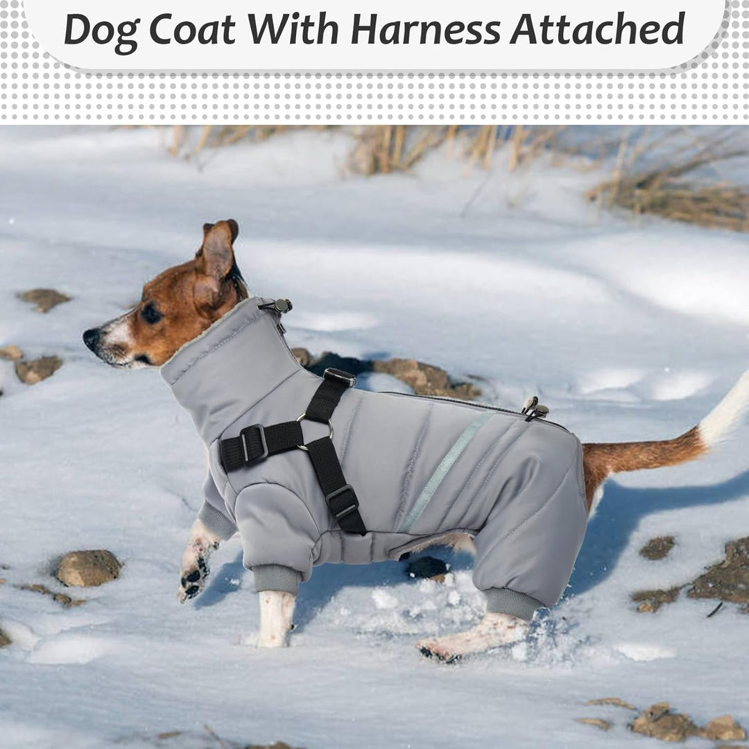 Hjyokuso Wasserdichter Hundemantel, Hundejacke mit Geschirr, Wintermantel Hund für kleine Mittel Gro