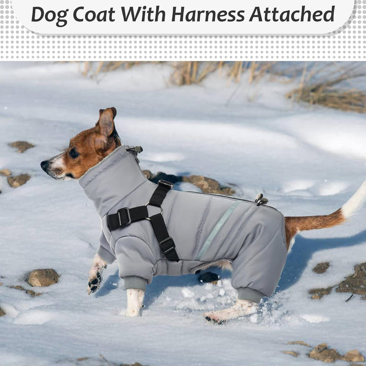 Hjyokuso Wasserdichter Hundemantel, Hundejacke mit Geschirr, Wintermantel Hund für kleine Mittel Gro