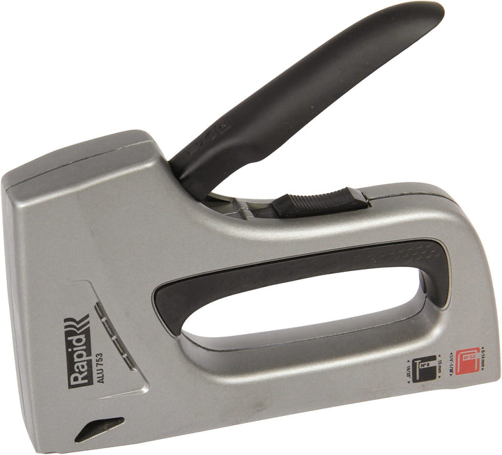 Rapid Handtacker ALU753, Tacker für Holz und Stoffe, Robust, Aluminium, für Klammern Typ 53, 6-14mm
