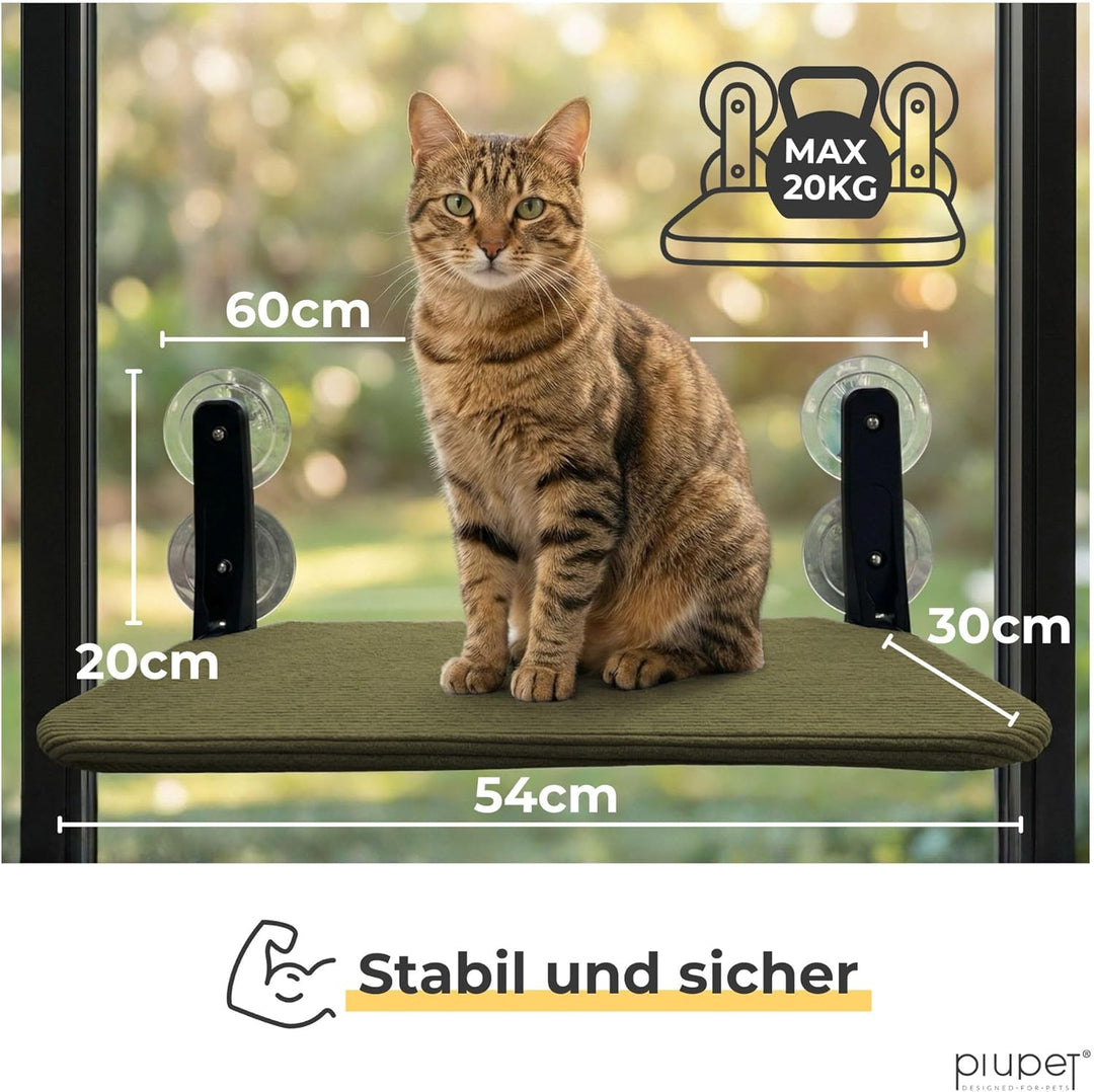 PiuPet Schwebende Katzenfensterliege – Klappbare & platzsparende Katzenliege mit Saugnäpfen I Wendba