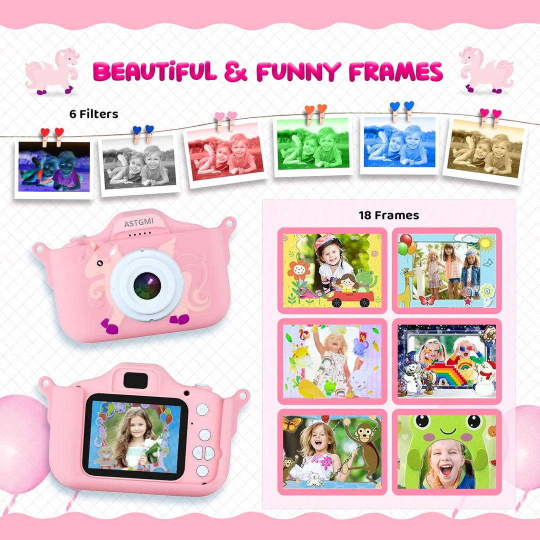 Kinder Kamera, 2.0”Display Digitalkamera Kinder ，Geschenke für 3 4 5 6 8 7 9 10 11 12Jahre Jungen un