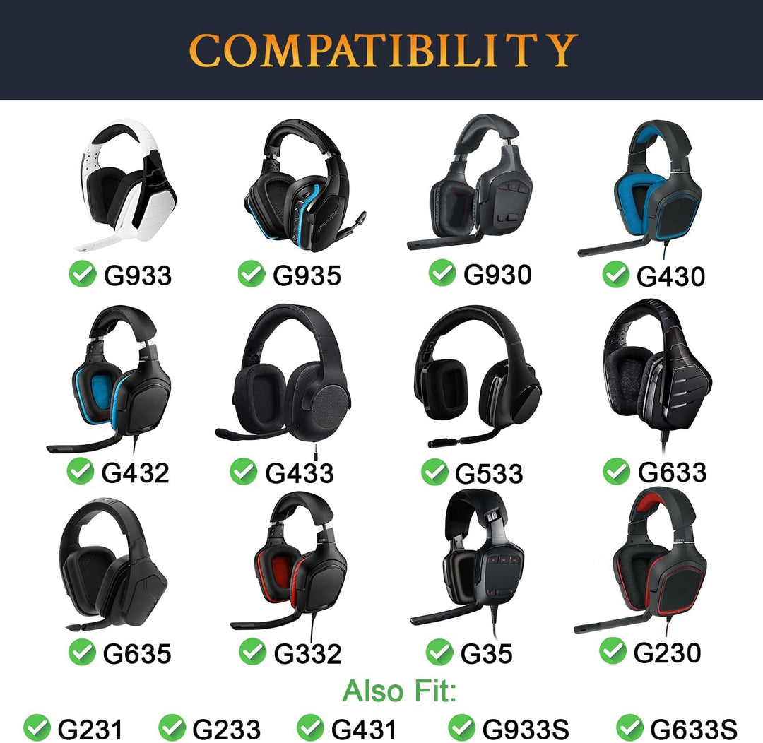 SOULWIT Kühlgel Ersatzpolster Ersatz Ohrpolster für Logitech G35 G930 G933 G933S G935 G633 G633S G63
