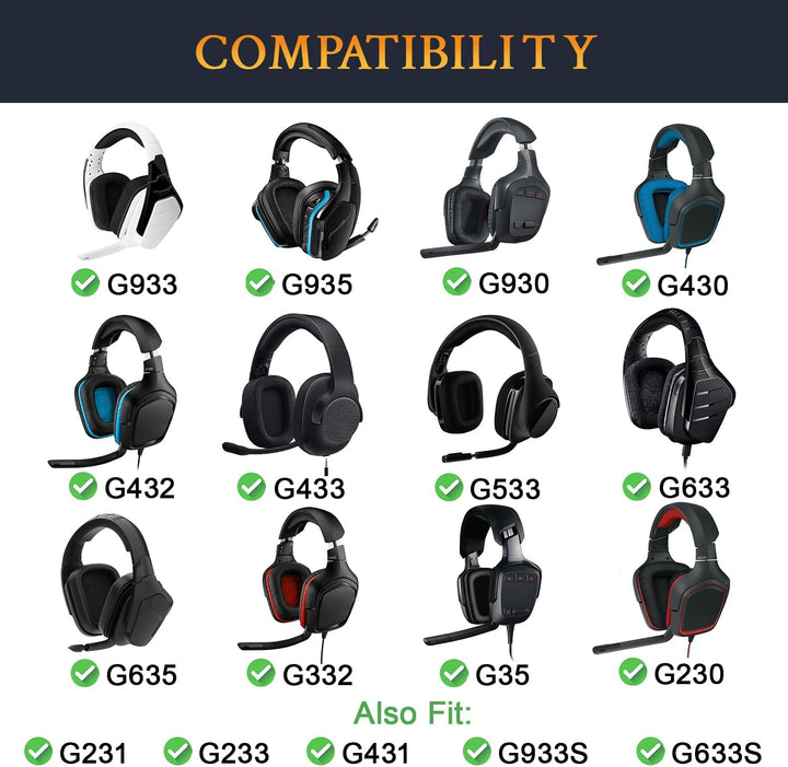 SOULWIT Kühlgel Ersatzpolster Ersatz Ohrpolster für Logitech G35 G930 G933 G933S G935 G633 G633S G63