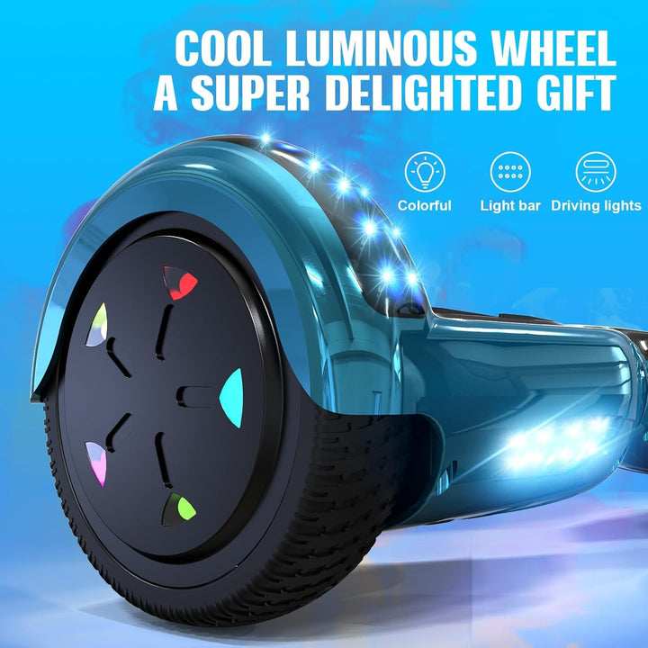 GeekMe Hoverboards 6.5”Zweimotoren 2-Rad-Hoverboards Hoverboards mit LED-Leuchten Bluetooth Cyan, Cy