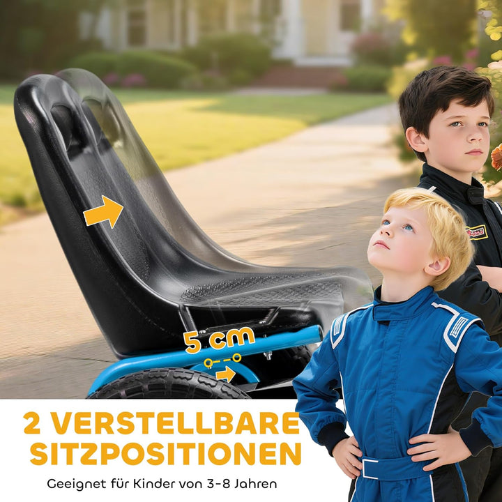 AIYAPLAY Gokart, Tretauto mit Handbremse, verstellbarem Sitz, Vor- und Rückwärtsgang, Pedalantrieb,