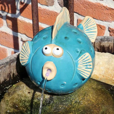 Wasserspeier Fisch blau gross für Miniteiche