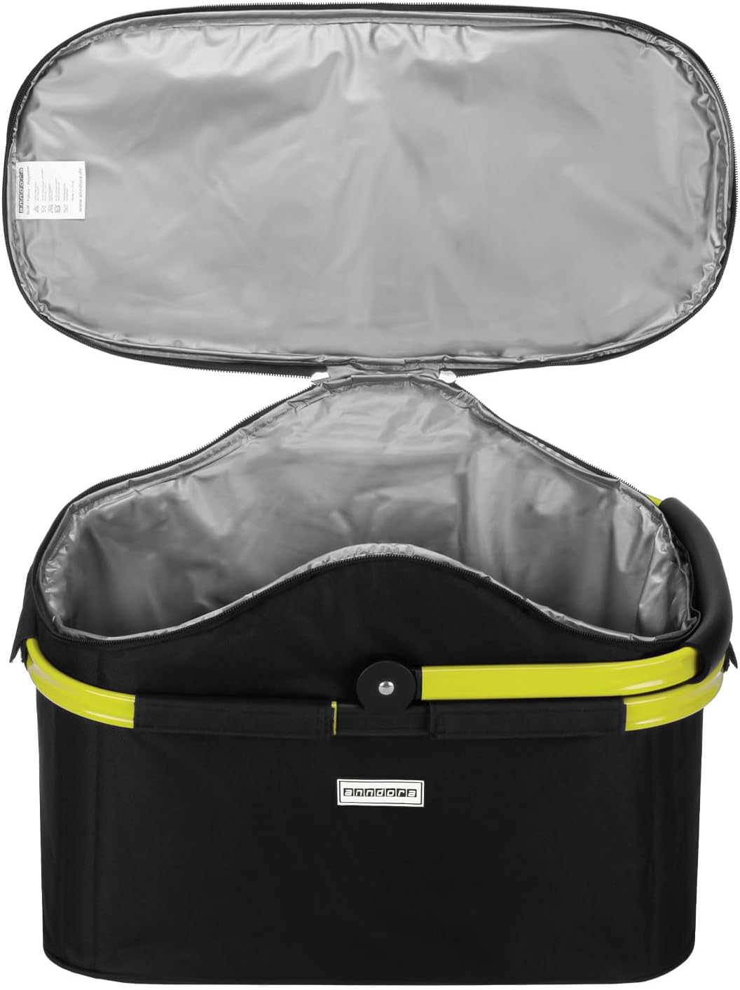 anndora Einkaufskorb 25 Liter ISO Picknick Kühlkorb Schwarz - Rahmen Limette Iso: Schwarz Rahmen Lim