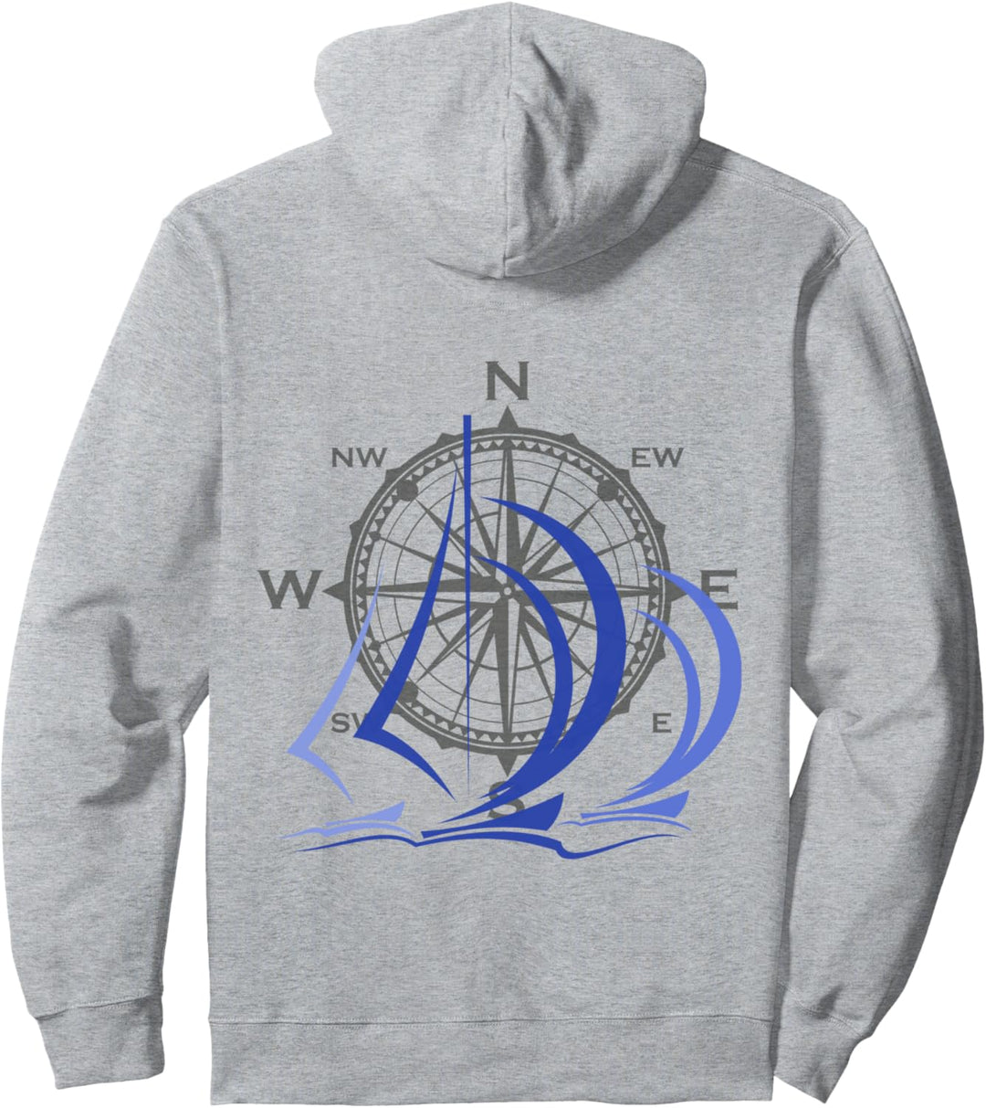 Kapitän Segler Shirt für Wassersportler Segel Windrose Pullover Hoodie