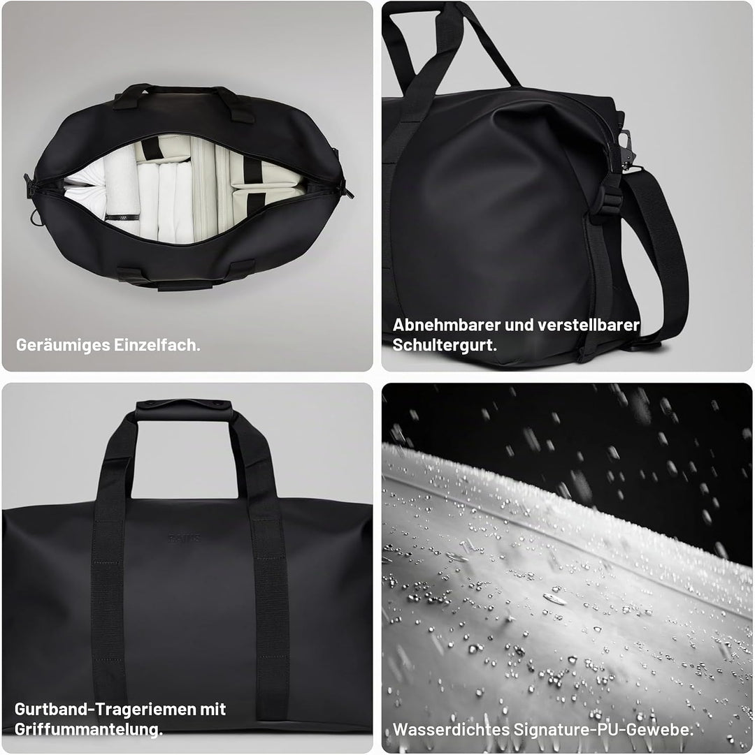 RAINS Hilo Weekend Bag - wasserdichte Reisetasche Grau, Grau