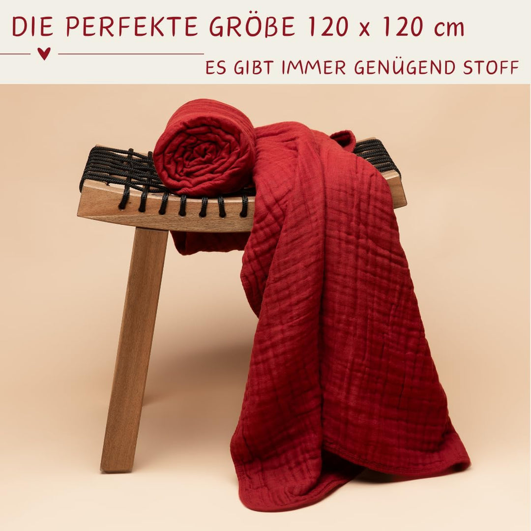 K.A.O.S by T&amp;M Premium Musselin Babydecke/Kuscheldecke/Musselintuch in Rot - Rotes Handtuch Geburt -
