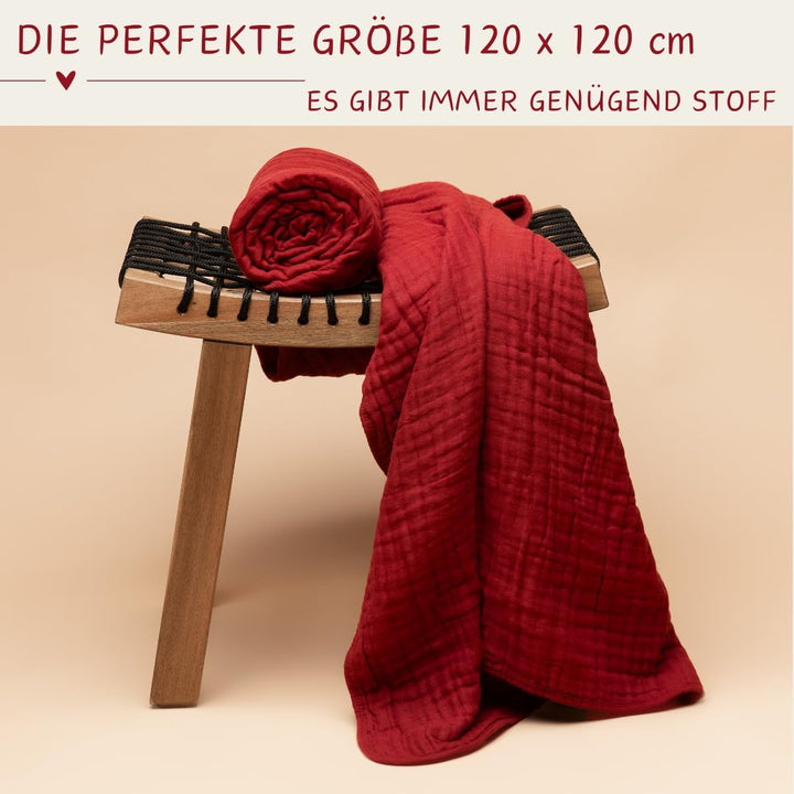 K.A.O.S by T&amp;M Premium Musselin Babydecke/Kuscheldecke/Musselintuch in Rot - Rotes Handtuch Geburt -