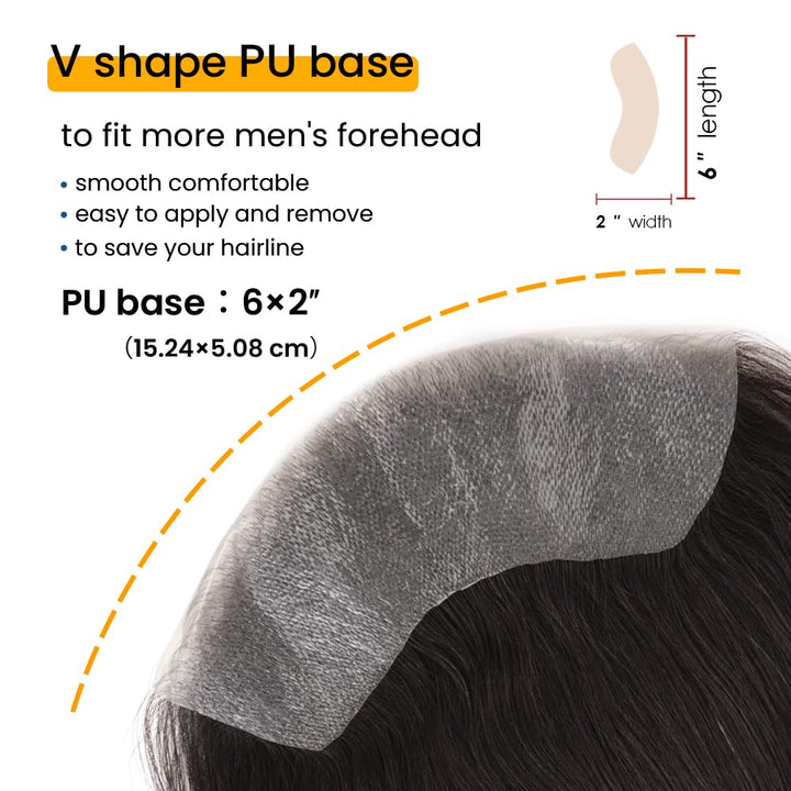 Lordhair Toupet Herren - Europäisches Echthaar Toupet, V-LOOP Skin Toupet für Männer, Toupet Echthaa
