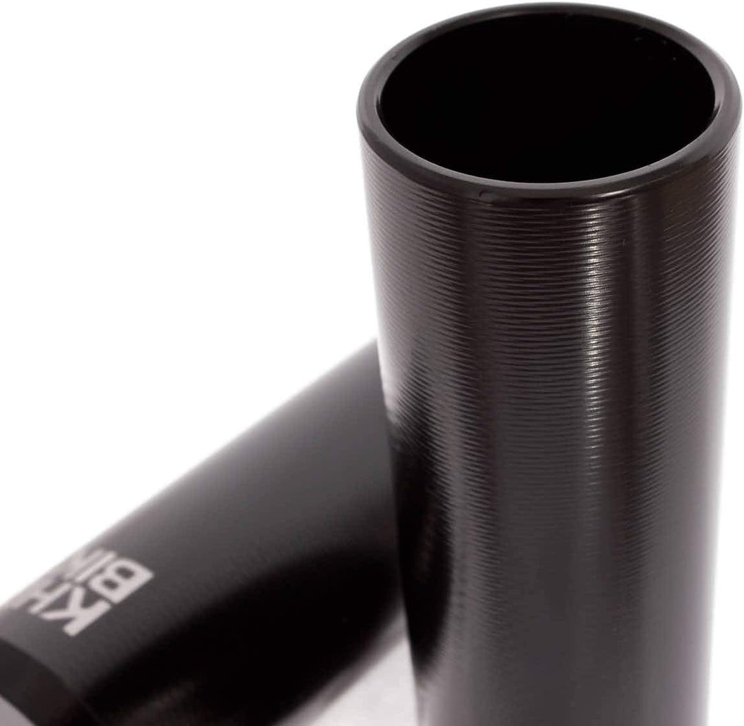KHEbikes KHE CNC PRO BMX Pegs 10mm 14mm schwarz eloxiert 492g mit Adapter und Laser Logo