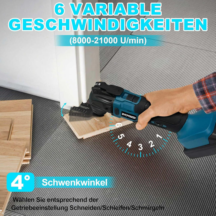 Akku-Multifunktionswerkzeug mit 1pcs 2.0Ah Akkus, 24 Zubehör Oszillationswerkzeug Satz für Makita 18
