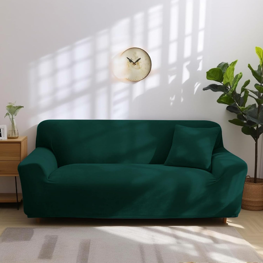 Dicke Samt Sofa Überwürfe Sofabezug mit einem Kissenbezug, Superweicher Elastische Sofa Abdeckung in