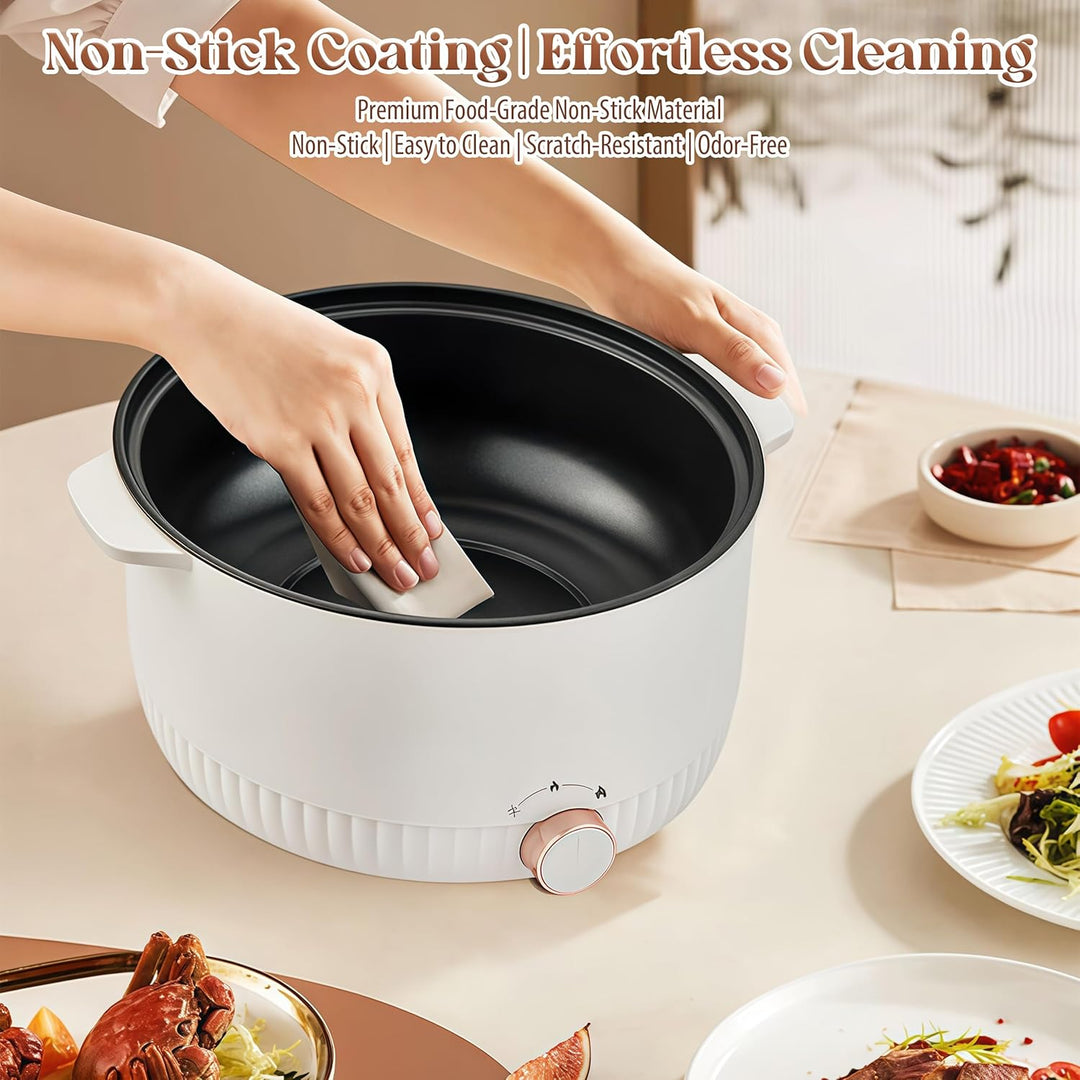 Elektrischer Hot Pot mit Dampfeinsatz, 5L Elektrische Hot Pot, 1350W Hotpot Topf, Tragbare Antihaft