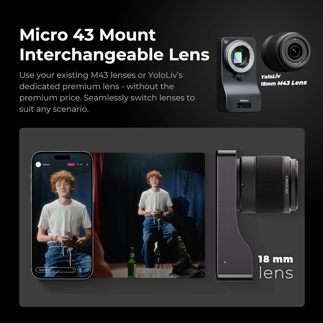 YOLOLIV YoloCam S7-4K60 Live-Streaming-Webcam, DSLR-ähnliche Steuerung, Kino-Effekte, Autofokus, MFT
