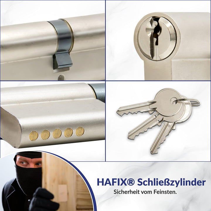 HAFIX® Schliesszylinder Doppelzylinder 35/50mm mit Not- & Gefahrenfunktion & Verschiedenschliessend.