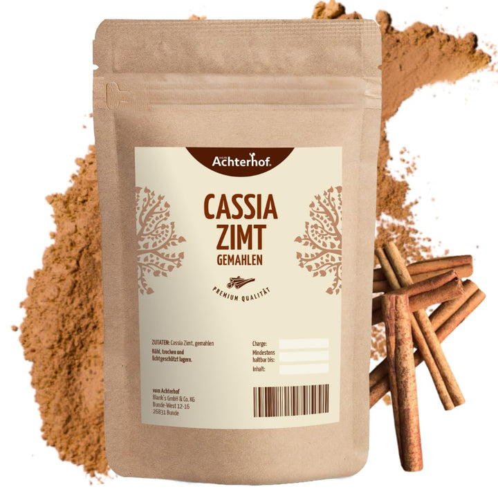 Zimt gemahlen cassia (1kg) Premium Zimtpulver vom-Achterhof Gewürze 1 kg (1er Pack), 1 kg (1er Pack)