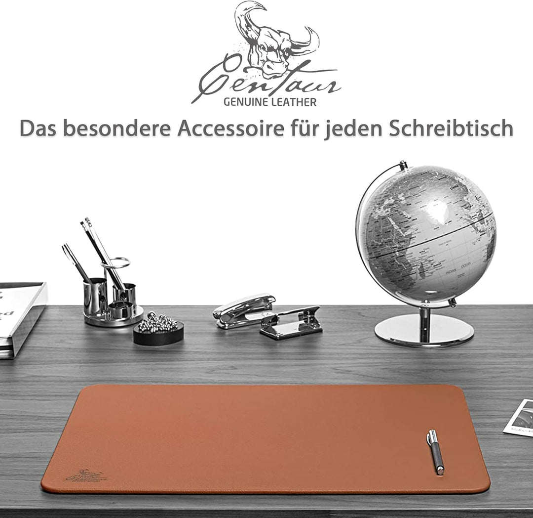 Centaur - Hochwertige Leder Schreibtischunterlage - Cognac Braun 50x70 cm - ideal für Büro und Zuhau