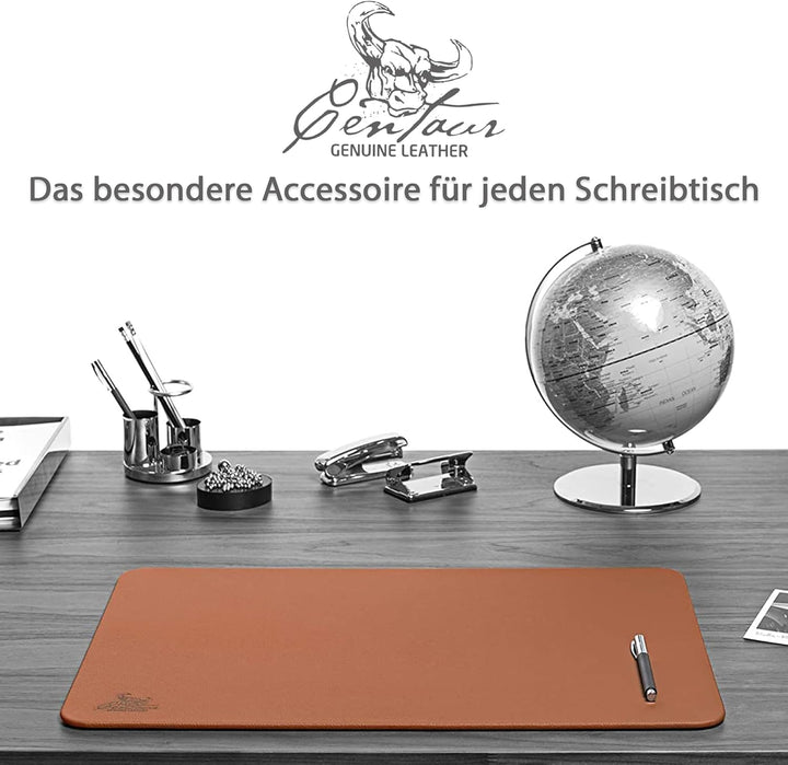 Centaur - Hochwertige Leder Schreibtischunterlage - Cognac Braun 50x70 cm - ideal für Büro und Zuhau
