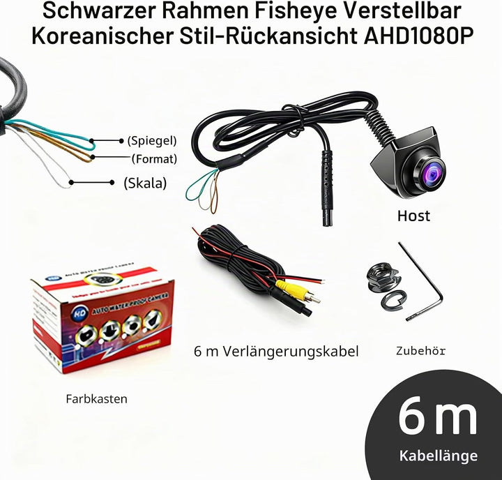 1080P 170° Weitwinkel Nachtsicht Rückfahrkamera,360° Drehbar, IP69 Wasserdicht,Kompatibel mit LCD/TF