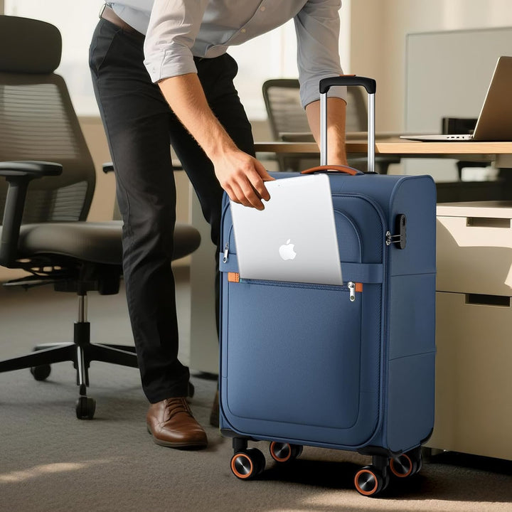 Weichschalen Handgepäck Koffer - Stoff Koffer Trolley 55x38x23cm Blau S, Blau S