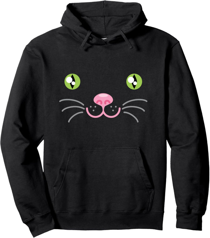 Katzen-Gesicht Lustiges Tiermotiv Kostüm Karneval Halloween Pullover Hoodie