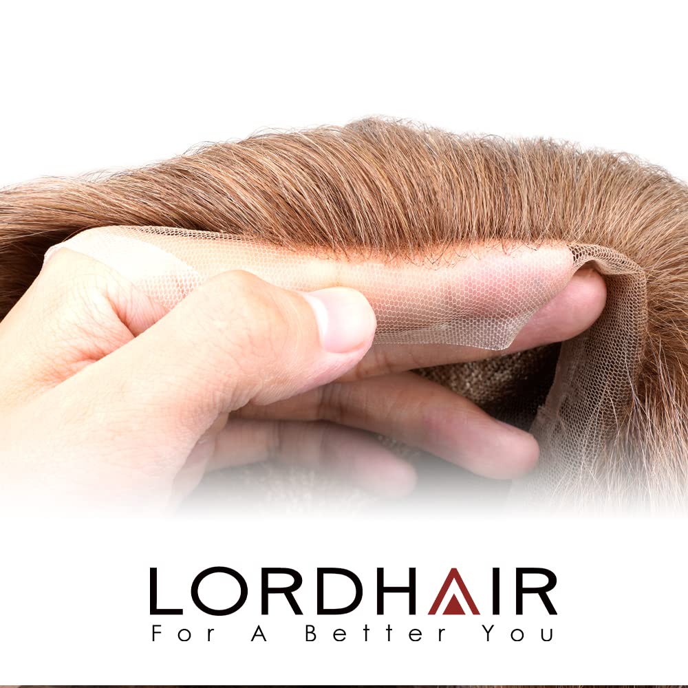 Lordhair Toupet Human Hair Herrenperücke, Französische Spitze Webart, 20 x 25 cm, Leichtes Haarersat