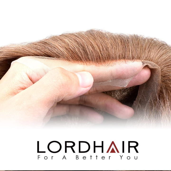 Lordhair Toupet Human Hair Herrenperücke, Französische Spitze Webart, 20 x 25 cm, Leichtes Haarersat
