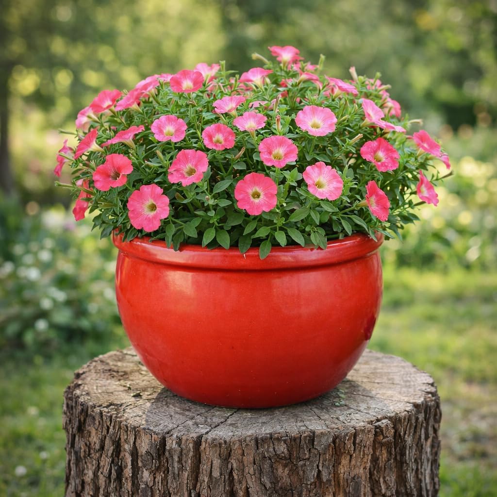 TucanoHamburg Blumentopf, Modell Bamboo in rot 50x32cm, frostfest