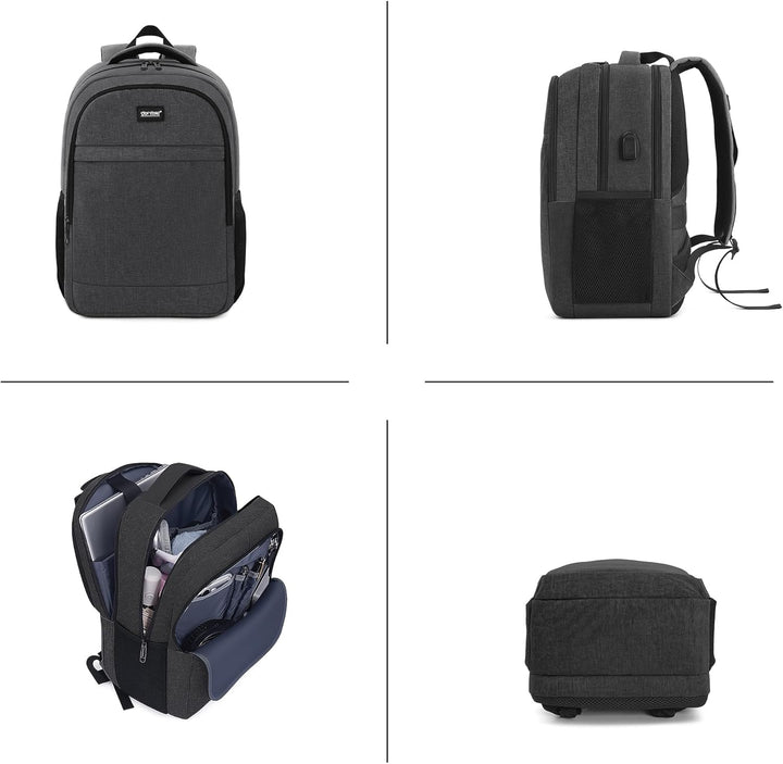 TANTOMI Rucksack Herren, Gross Laptop Rucksack 17 Zoll Schulrucksack Laptoptasche mit USB Ladeanschl