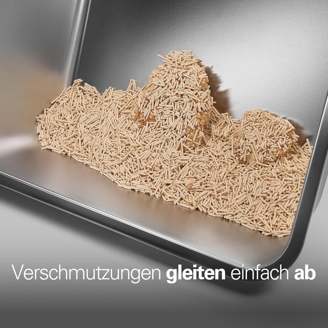 Barhon Katzenklo Edelstahl XXL 60 x 40 x 15 cm, Katzentoilette Edelstahl gross für Grosskatzen mit h