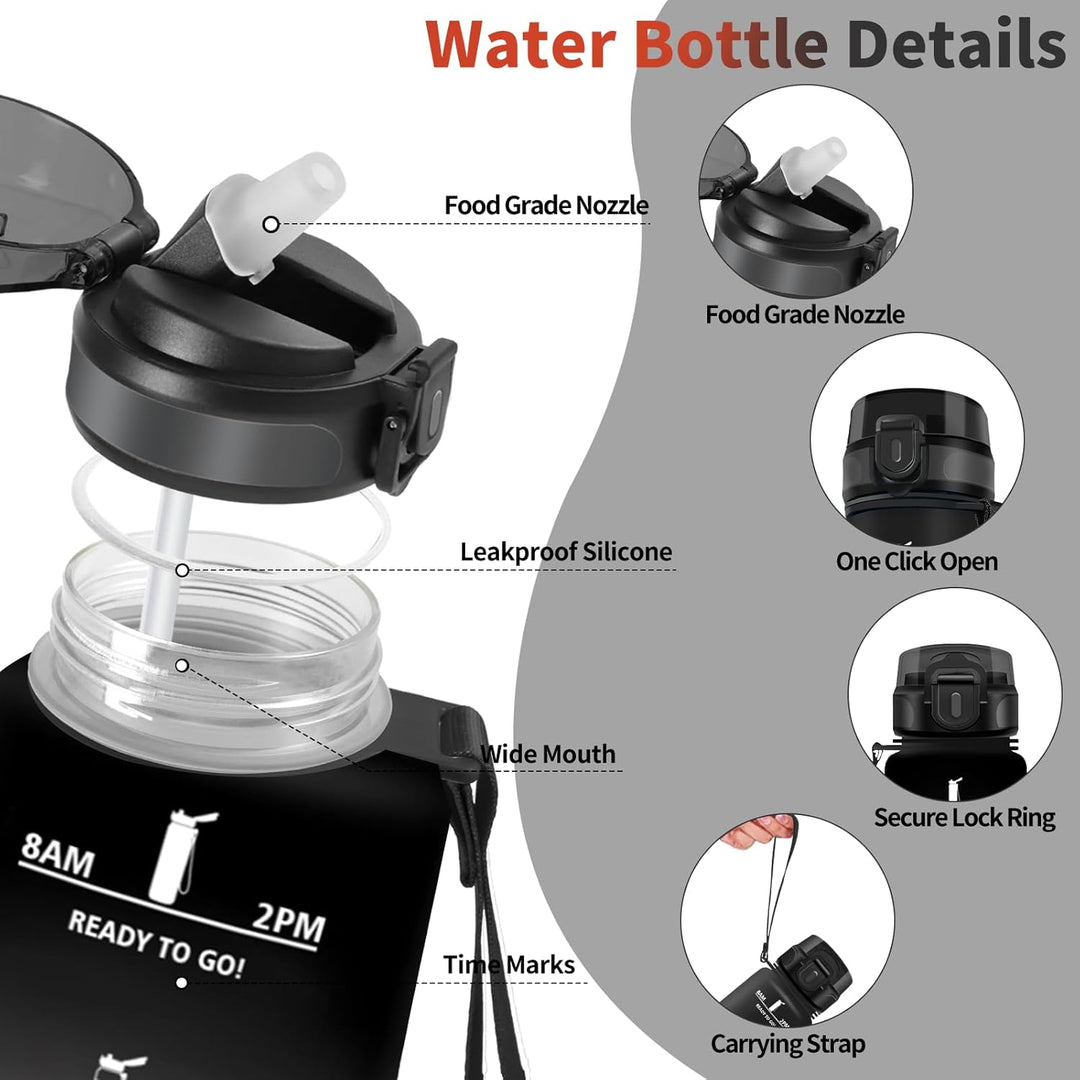 HoneyHolly Trinkflasche 1500ML, Auslaufsicher, Trinkflasche Kohlensäure Geeignet, Wasserflasche BPA-