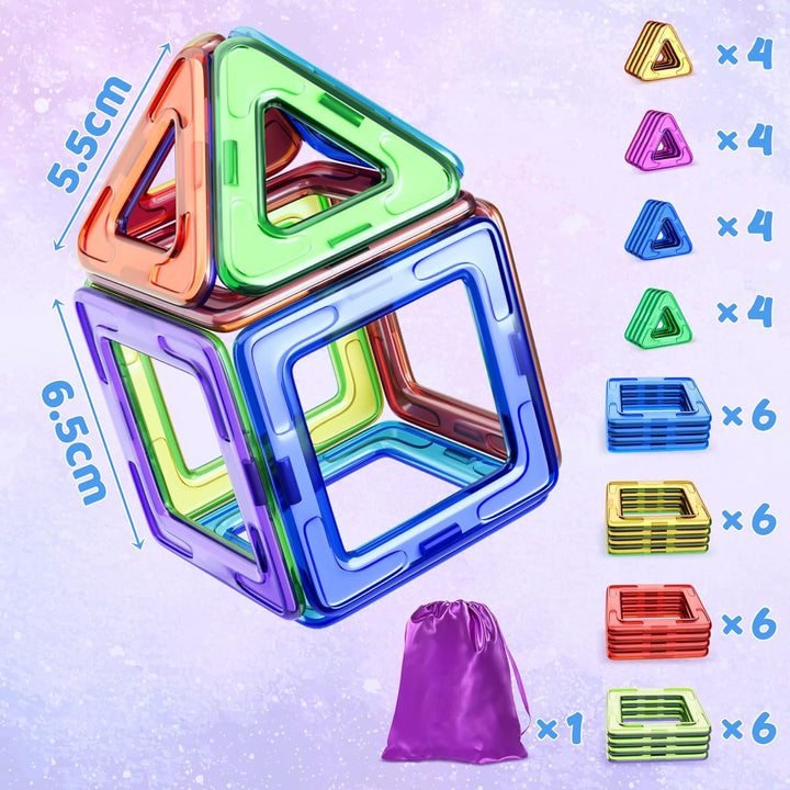 COOLJOY Magnetische Bausteine| 40 Teile Magnetbausteine Magnete Kinder | Magnetspielzeug Tiles | Mag