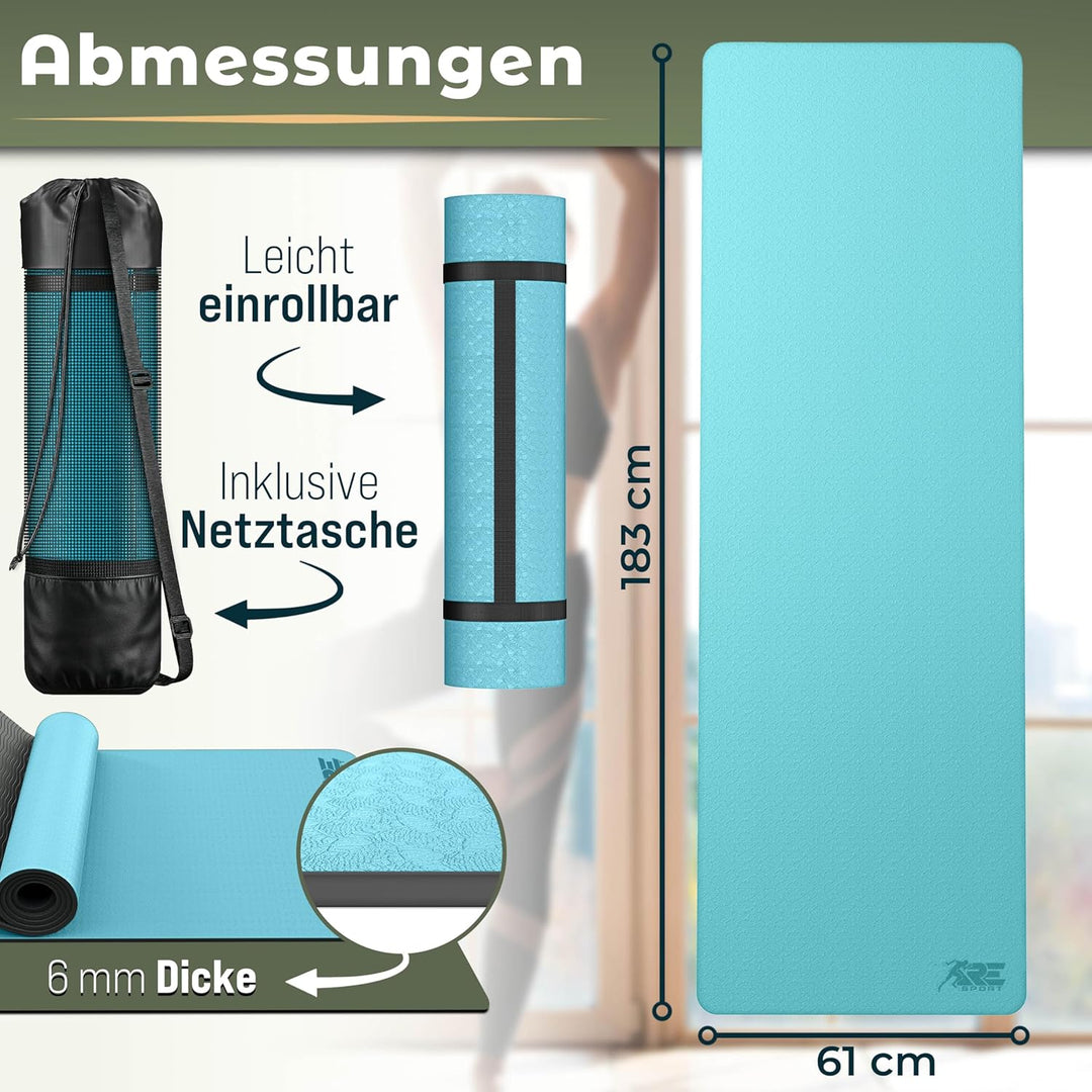 Yogamatte Phthalatfrei | Gymnastikmatte rutschfest | Fitnessmatte schadstofffrei | Trainingsmatte mi