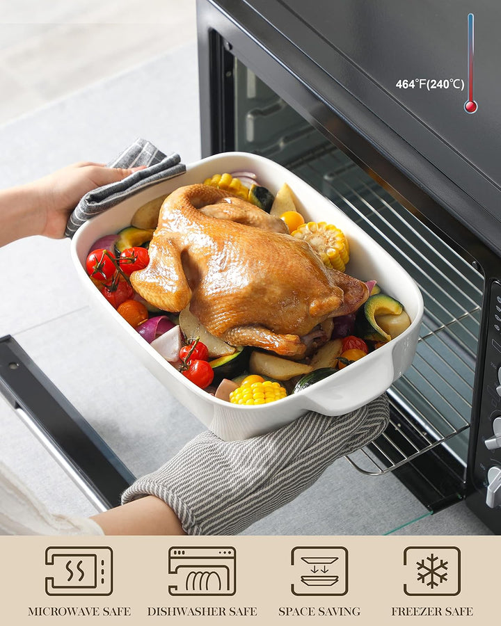 MALACASA, Serie Bake. Bake, 3 teilig Auflaufformen für den Ofen, Porzellan Backformen Set Durable Ca