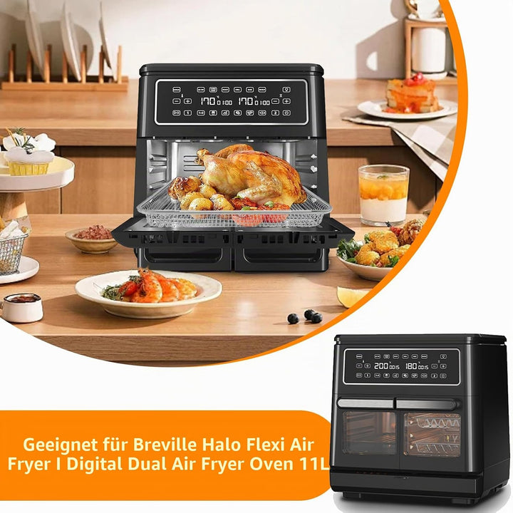 GWYXC Ersatzteilkorb für Breville Halo Flexi Luftfritteuse, 30,5 x 24,8 x 3,3 cm, Edelstahl, Air-Fri