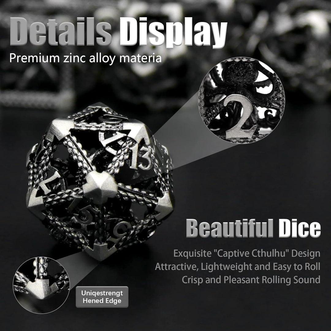 DND Würfelset Rollenspiel, Polyedrische Würfel Set D&amp;D Würfel Set Metall ZHOORQI 7 Stück Der Cthulhu