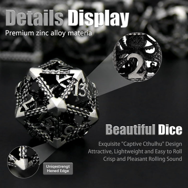 DND Würfelset Rollenspiel, Polyedrische Würfel Set D&amp;D Würfel Set Metall ZHOORQI 7 Stück Der Cthulhu