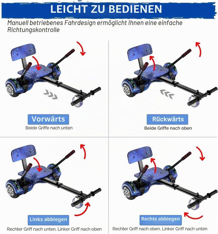 SISIGAD Hoverboard Kart Scooter für alle Gelände Self Balanciert 6,5 Zoll mit Bluetooth Lautsprecher